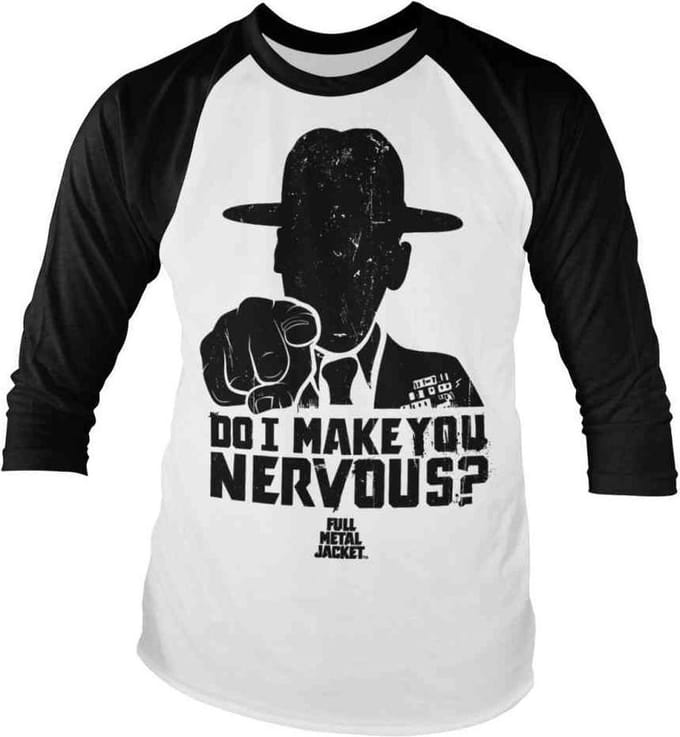 Full Metal Jacket Raglan top -M- Do I Make You Nervous Wit/Zwart