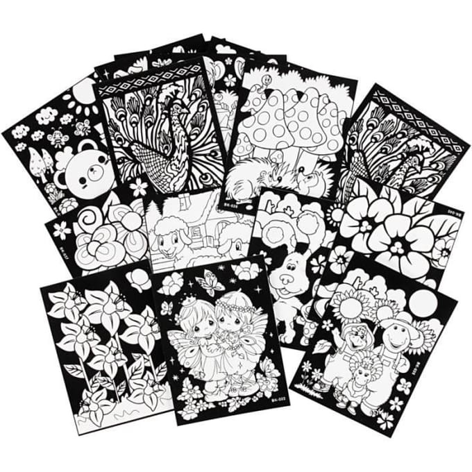 Velour plaatjes, afm 25x19 cm, 16 assorti