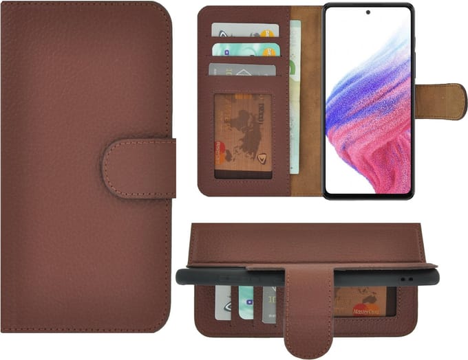 MoDo hoesje Geschikt voor Samsung Galaxy A73 5G - Leer Book Case - Bruin