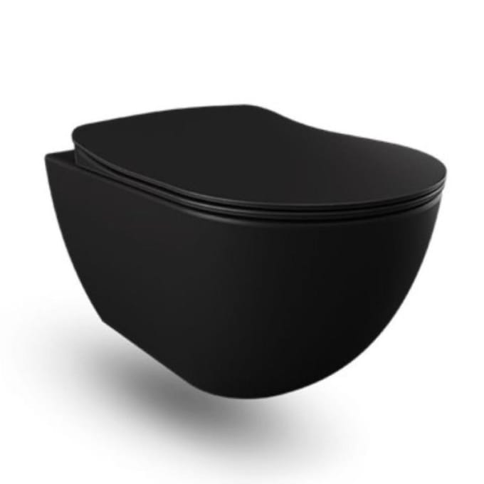 Creavit hangtoilet met spoelrand mat zwart FE320 - excl. wc-bril