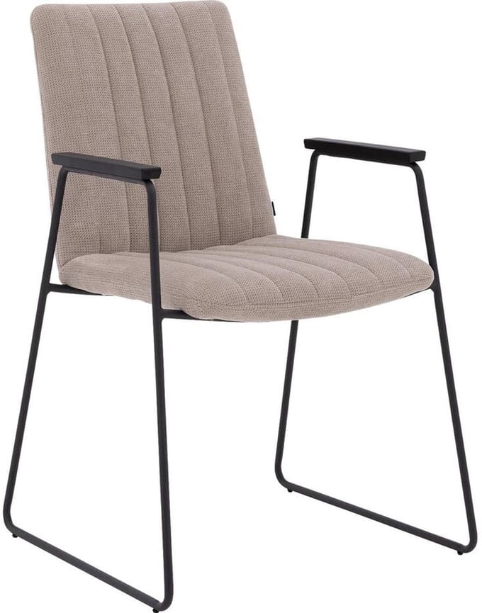 Goossens Eetkamerstoel Manta - Met Armleuning - Stof - Beige