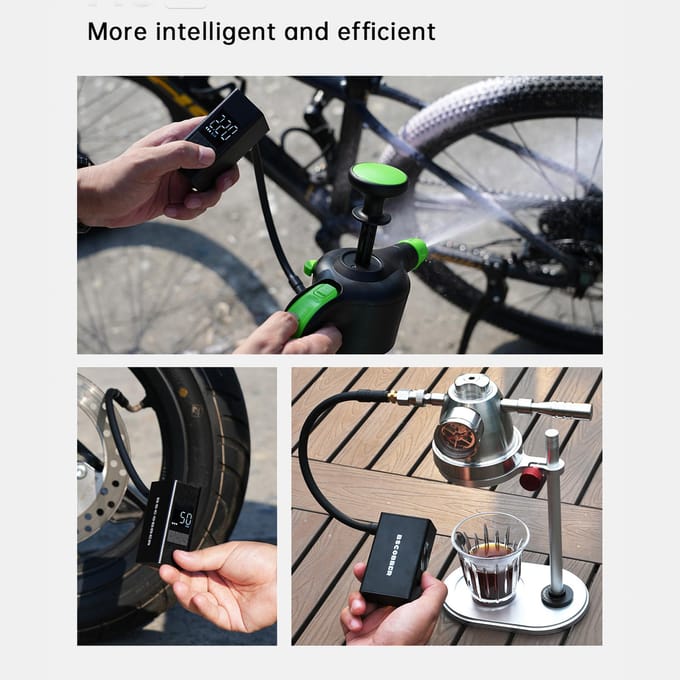 Mini pompe à vélo électrique avec manomètre numérique Charge rapide 120 PSI Écran LED Électrique noir