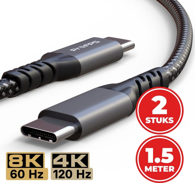 ProFPS USB-C naar USB-C Kabel - 2 Stuks - 1.5 Meter - USB4 - 240W