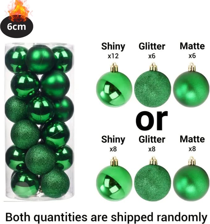 Nivard Kerstballen - Kerstversiering - Plastic - Groen - 6 cm - 24 stuks