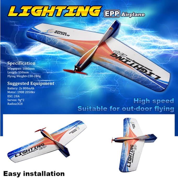 Dancing Wings Hobby E1101 Verlichting 1060 mm spanwijdte EPP Flying Wing RC Vliegtuigtraining KIT type1