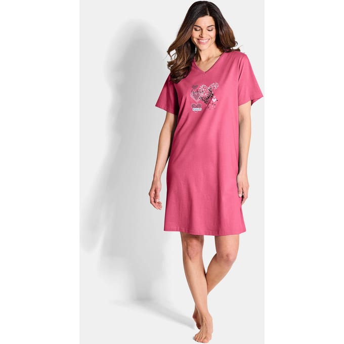 Twee nachthemden van puur katoen - roze / gedess. - Gr. 24/25 van Goldner Fashion