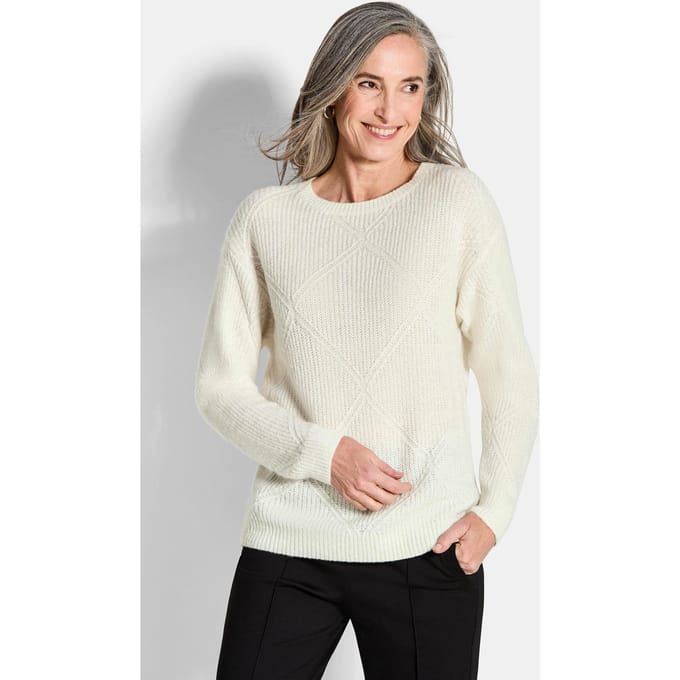 Pullover van licht tricot - gebroken wit - Gr. 19 van Goldner Fashion