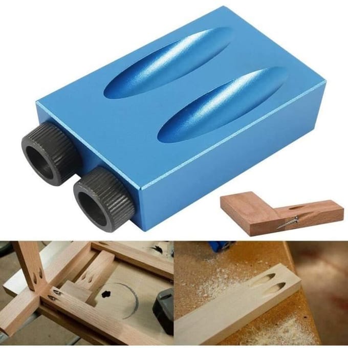Gabarit pour perçage incliné - Adaptateur 6/8/10mm - 3 mèches à bois - 15 degrés - Noir