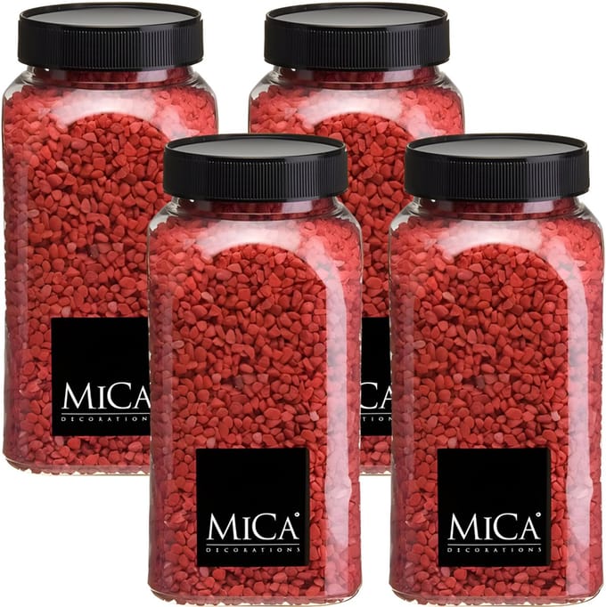 Mica Decorations decoratie stenen/granulaat - 4x - 650ml - rood - hobby steentjes