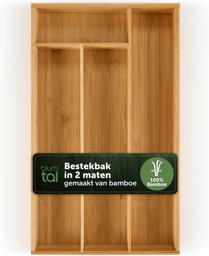 Blumtal Bestekbak Bamboe - Bamboe Ladeverdeler - 49 x 27 cm - Standaard - 4 vakken