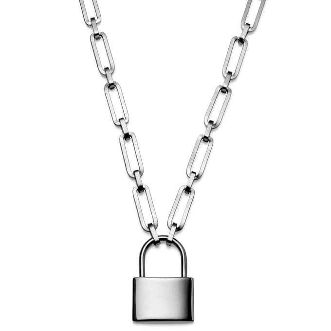 Carter Amager Zilverkleurige Kabelketting met Slothanger