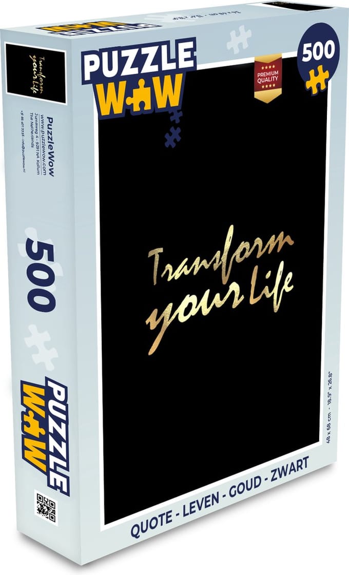 Puzzel Quote - Leven - Goud - Zwart - Legpuzzel - Puzzel 500 stukjes