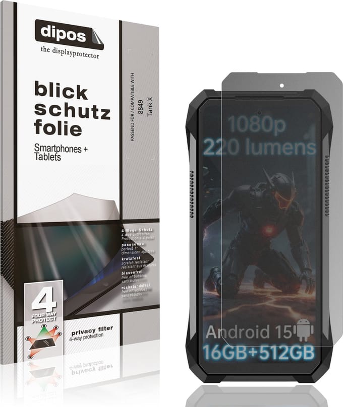 dipos – Matte Privacy Screenprotector geschikt voor 8849 Tank X | Anti-Spy Beschermfolie
