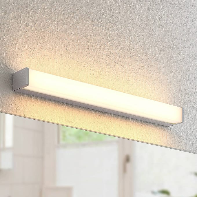 Lindby LED badkamerlamp Klea, 60 cm, chroom, metaal, IP44
