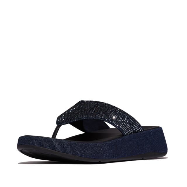 FitFlop F-Mode Toe Post - Denim And Hotfix Dames Sandalen - Donker Denim