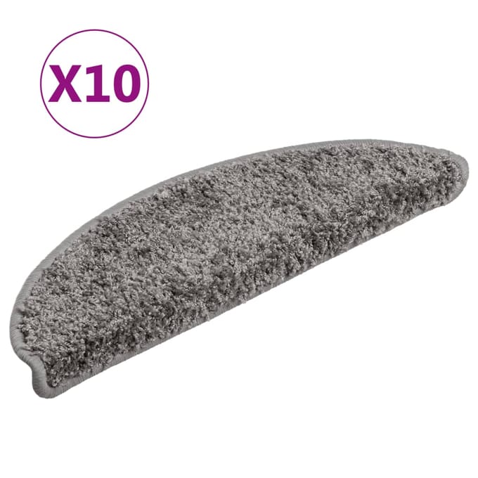 vidaXL - Trapmatten - 10 - st - 56x17x3 - cm - Grijs - Halfrond
