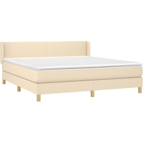 vidaXL - Boxspring - met - matras - stof - crèmekleurig - 160x200 - cm