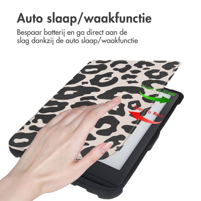 imoshion Design Slim Soft Case Sleepcover voor de Pocketbook Touch Lux 5 / HD 3 / Basic Lux 4 / Vivlio Lux 5 - Leopard