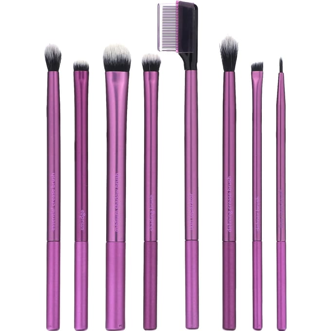 Dagelijkse Oog Essentials, Oogschaduw + Eyeliner + Mascara, 8 Kwasten pink