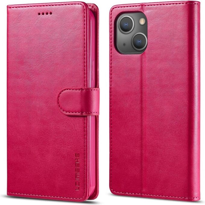 LC.IMEEKE Wallet Case Portemonnee Hoesje voor iPhone 15 Plus - Roze