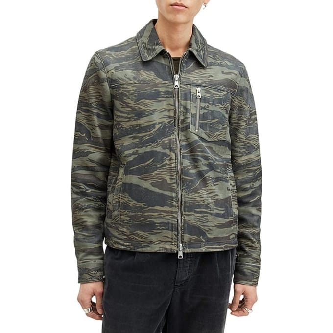 AllSaints Eddy Jacket Khaki Green Größe: L | Leichte Jacken Outlet | Herren | Braun