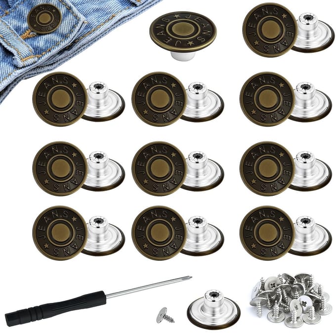 Dailygoods - 24 Stuks Vervangende Jeansknopen - Verstelbare Naaivrije Knopen