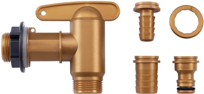GARANTIA AQUA QUICK kunststof uitloopkraan 3/4'' messingkleurig set