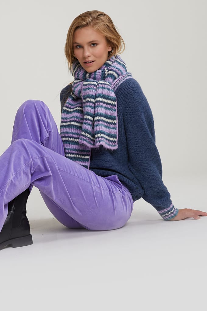 River Woods Blue Sweater Striped V-neck Maat: M | Gebreide Truien Outlet | Dames | Blauw