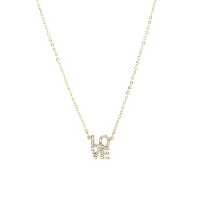 Bijoutheek Ketting love strass Goud