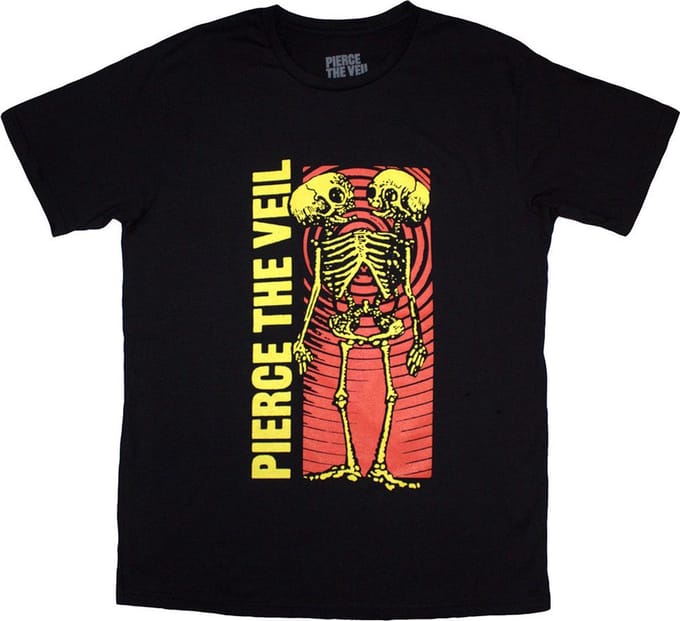 Pierce The Veil - Wavy Skeleton Heren T-shirt - S - Zwart