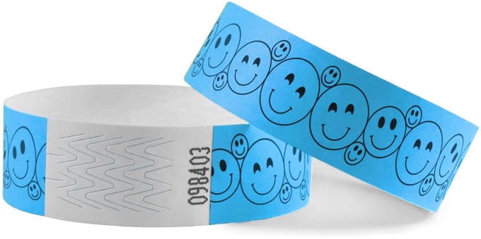CombiCraft Tyrex smiley polsbandjes neon blauw - per 100 stuks