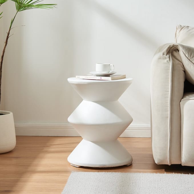 Bijzettafel Kyppeslo rond 47x37 cm wit [en.casa]