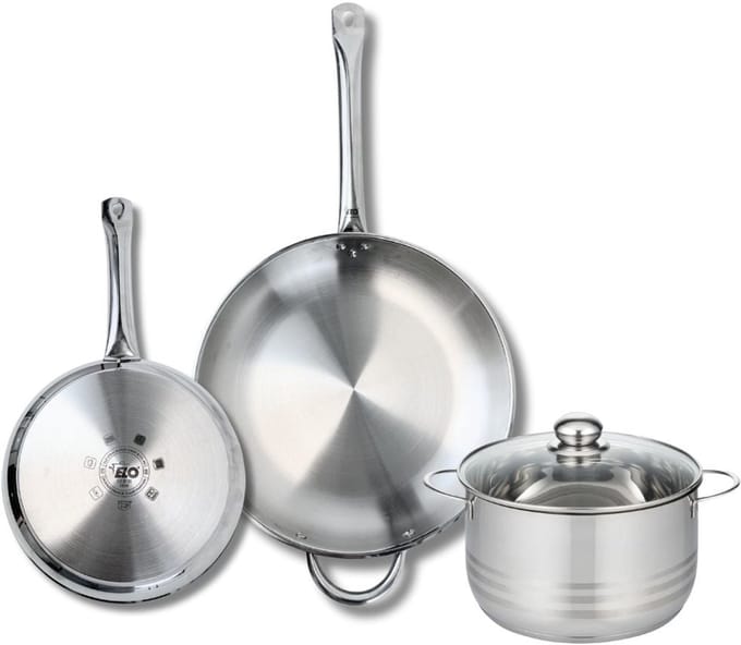 Set van 2 Koekenpannen 24 en 32 cm en 1 braadpan 20 cm Elo Profi Brillant