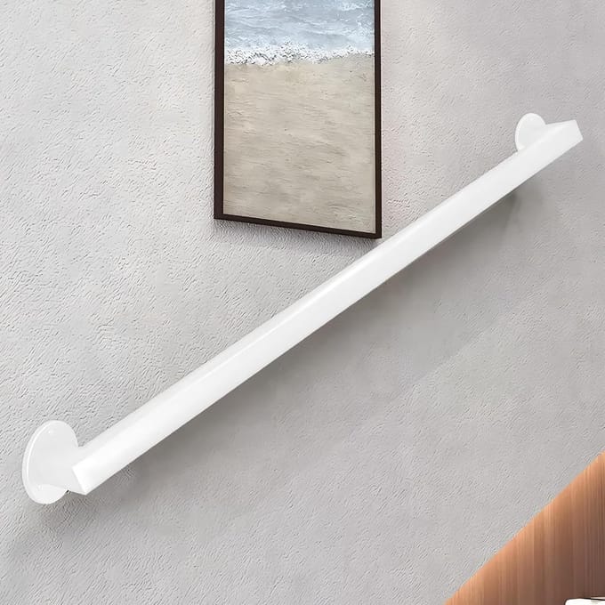 Witte trapleuning - Wandbeugel greeplijst - Veilige ondersteuning - Smeedijzeren constructie - 80 cm lengte - Wit