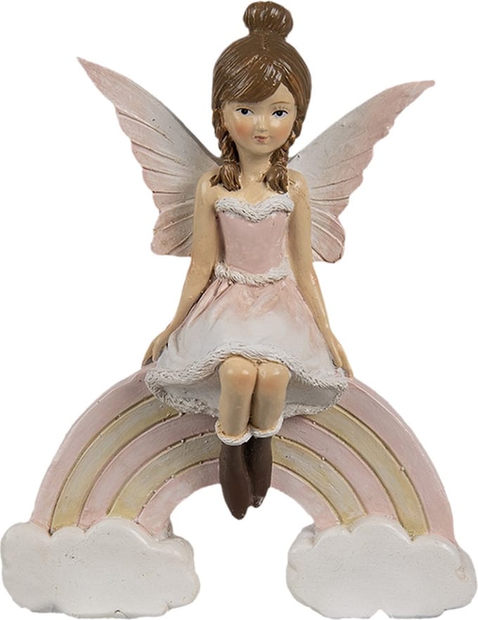 Clayre & Eef Decoratie Beeld Elf 9x3x11 cm Roze Polyresin