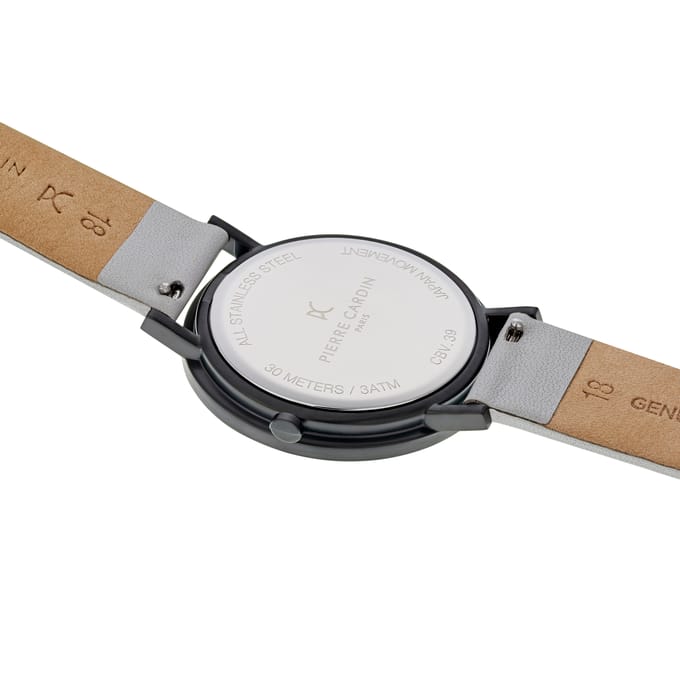 Pierre Cardin Belleville Simplicity CBV.1037 Horloge - Leer - Grijs - Ø 39 mm