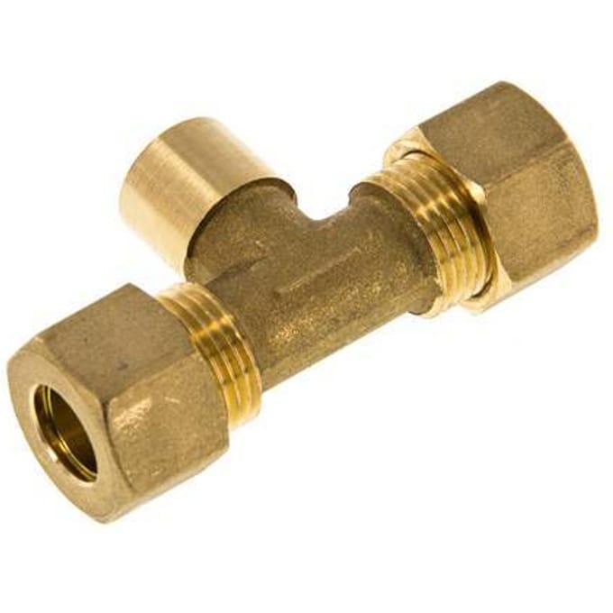 G 1/4'' x 12mm Messing T-stuk Knelfitting 75 Bar DIN EN 1254-2
