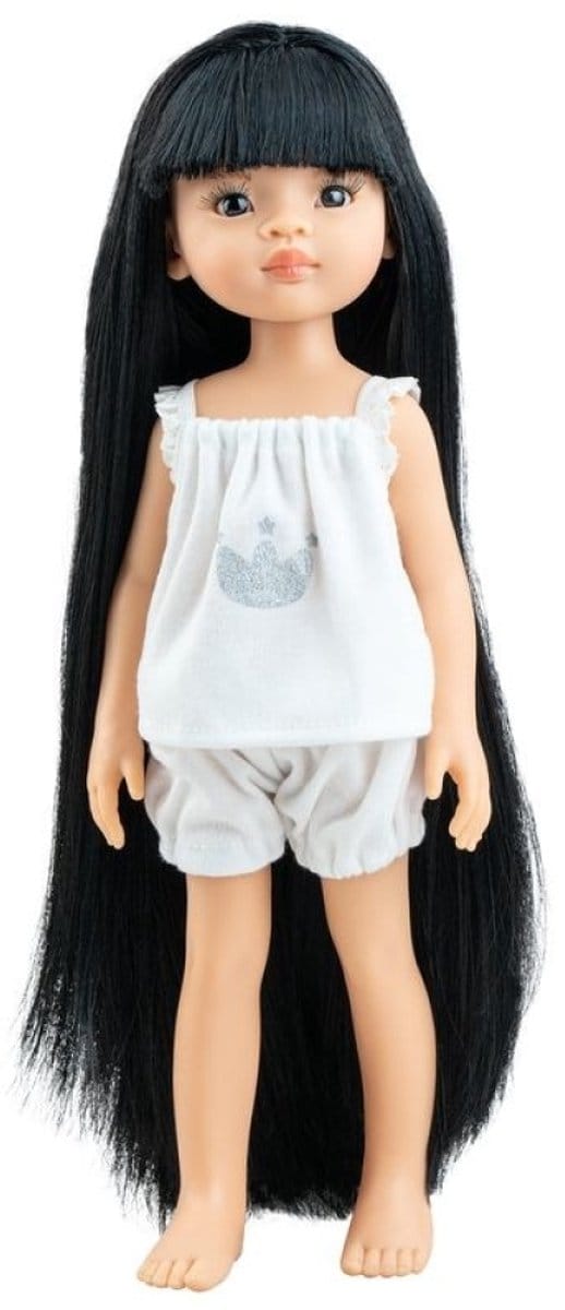 Paola Reina pop Amigas Liu zwart haar - pop in pyjama 32 cm.