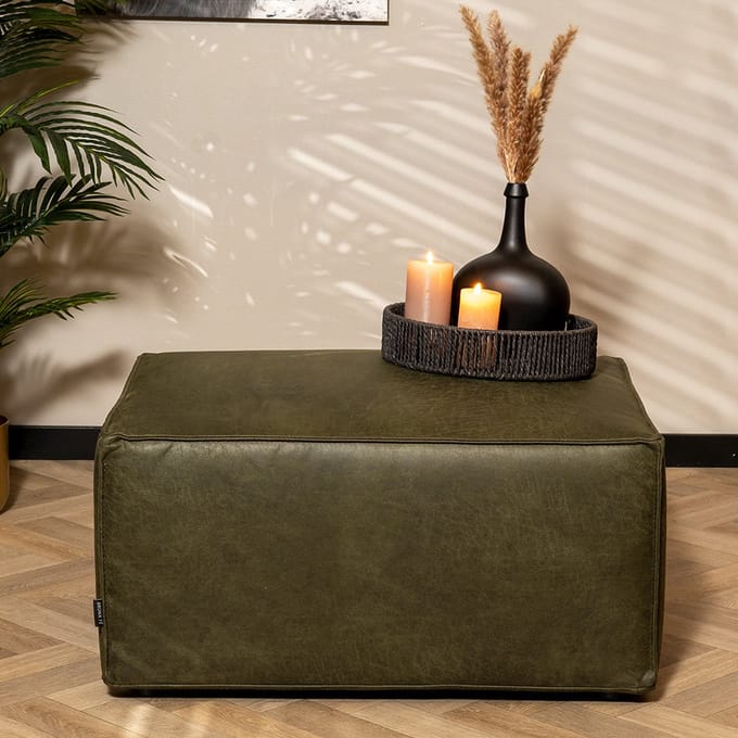 Bronx71® Hocker Memphis eco-leer olijfgroen