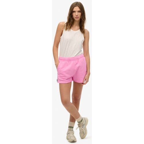 Superdry Essential Logo Garment Dye Shorts Pink Grootte: 40