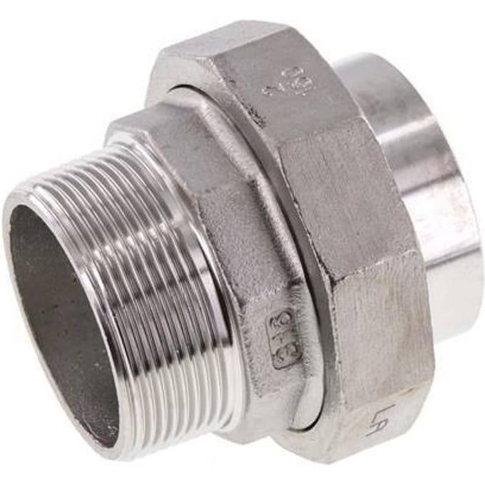Rechte Koppeling R2" Buitendraad X 60.3mm Laseind RVS Vlakke Afdichting PTFE 16bar