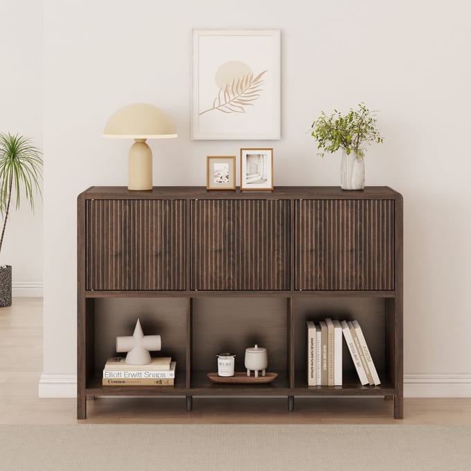 Dressoir Lukkodso walnootkleurig 110x30x77 cm [en.casa]