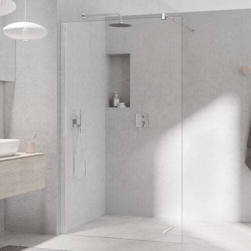 Kermi MENA partially framed WALK-IN Wall with variable stabilization 120 cm, narrow profile METPG12020VAK