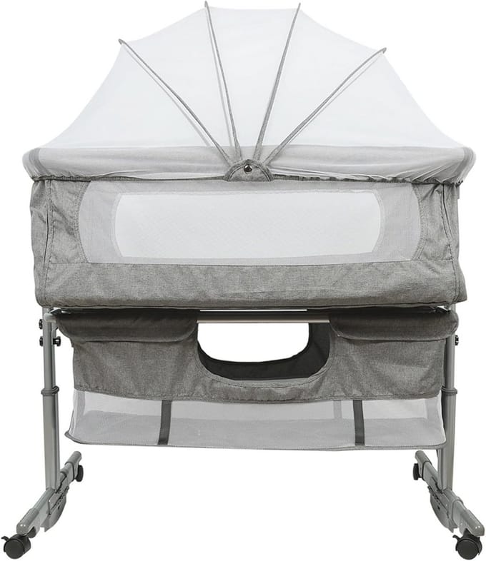 Veilig Babybed met Wieltjes en Muggennet - Bijzetbed & Reiswieg 0-36 Maanden