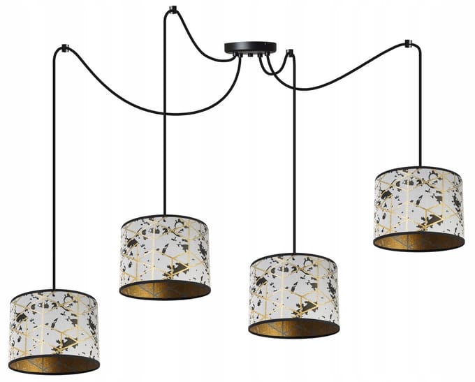 Light-Home WERONA – Hanglamp – 4-lichts – Grijs/Goud – Metalen Constructie – Verstelbare Hoogte
