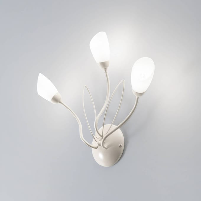 Jupiter Wandlamp Gloriosa, crème, glas, 3-lamps