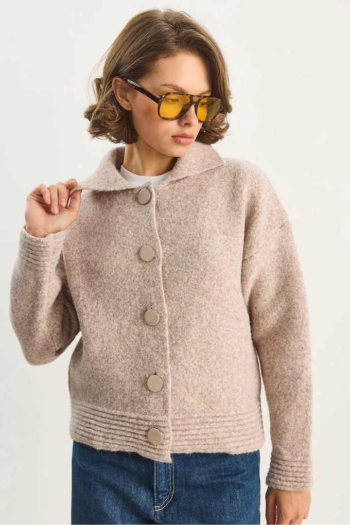 Gebreide Cardigan met Knoopsluiting