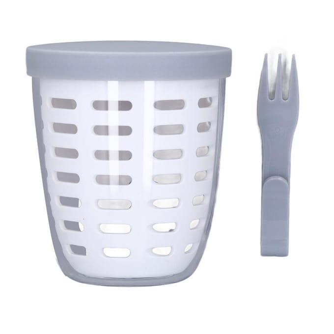 Fruit Afdruipbeker Plastic Draagbaar Lekvrij Vers Houden met Vork Fruit Bewaarbeker voor Salade White