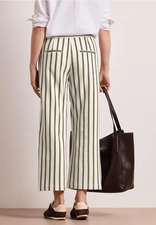 7/8 Wide Legs broek in casual pasvorm met strepen