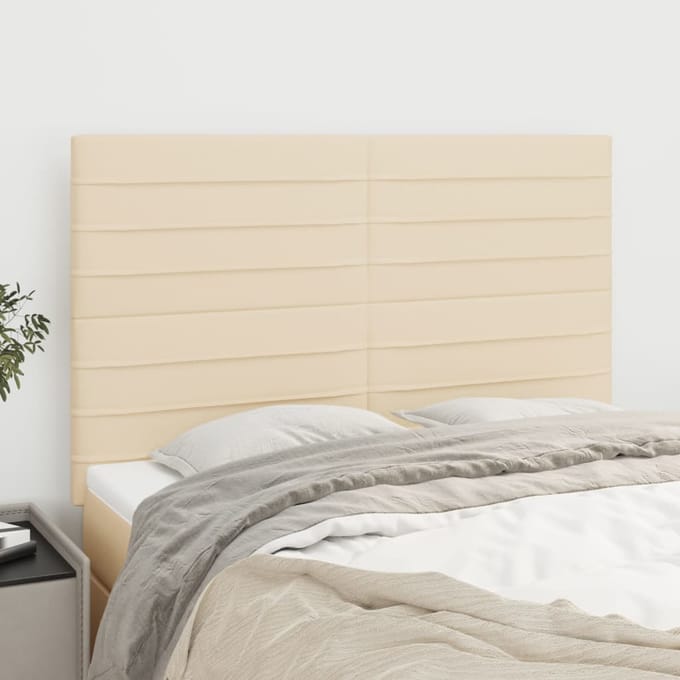 vidaXL - Hoofdbord - crème - 144x5x118/128 - cm - stof